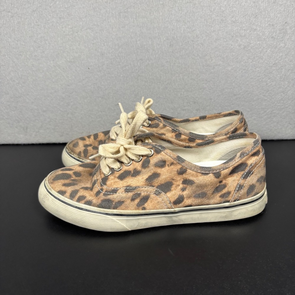 RE/DONE 70s Low Top Skate Sneakers Faded Leopard Print Canvas Shoes Size 37/7